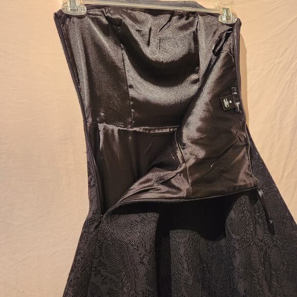 Aqua Dark Romantic Sz S Black Lace Strapless Sweetheart Fit & Flare Party Dress - Picture 5 of 8